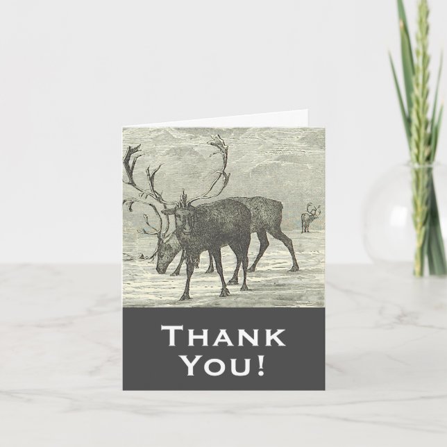 Vintage Style Reindeer "Thank You!" Card (Front)