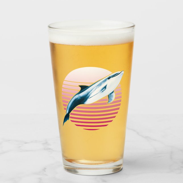 Vintage Style Retro Dolphin Glass (Front Filled)