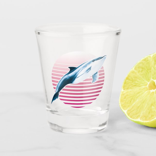 Vintage Style Retro Dolphin Shot Glass (Front)