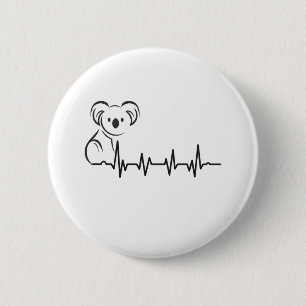 Vintage Style Retro Heartbeat Koala Animals Gift 6 Cm Round Badge