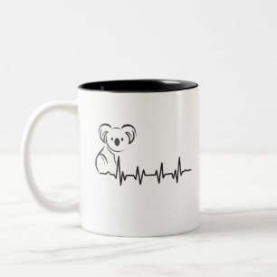 Vintage Style Retro Heartbeat Koala Animals Gift Two-Tone Coffee Mug