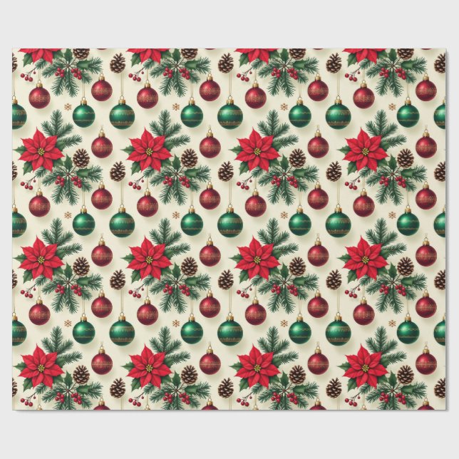 Vintage Style Retro Holiday Gift Wrap (Flat)