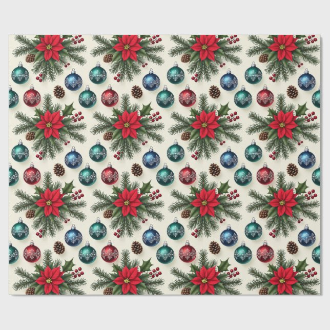 Vintage Style Retro Holiday Gift Wrap (Flat)