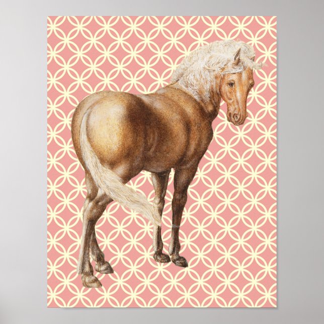 Vintage Style Retro Palomino Horse Art Poster (Front)