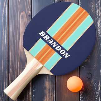 Vintage Style Retro Rally Stripe with Name Ping Pong Paddle