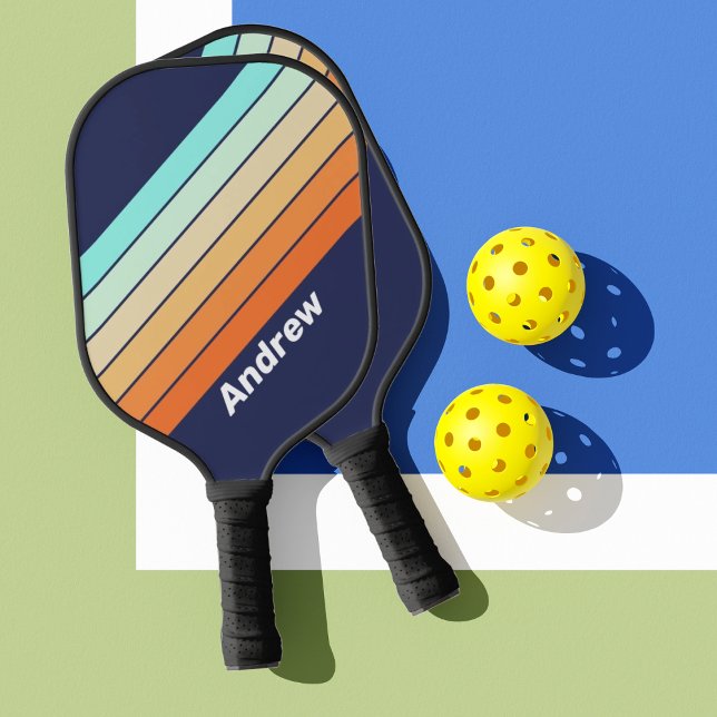Vintage Style Retro Stripes with Name Pickleball Paddle (Creator Uploaded)