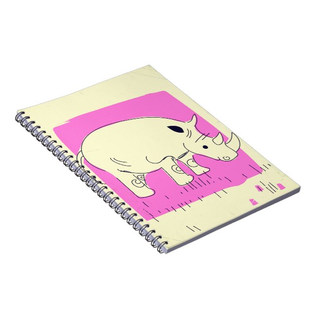 Vintage style Rhino cartoon Notebook (Right Side)