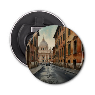 Vintage Style Rome Italian Travel Watercolor Bottle Opener