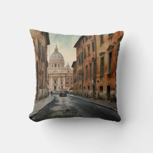 Vintage Style Rome Italian Travel Watercolor Cushion