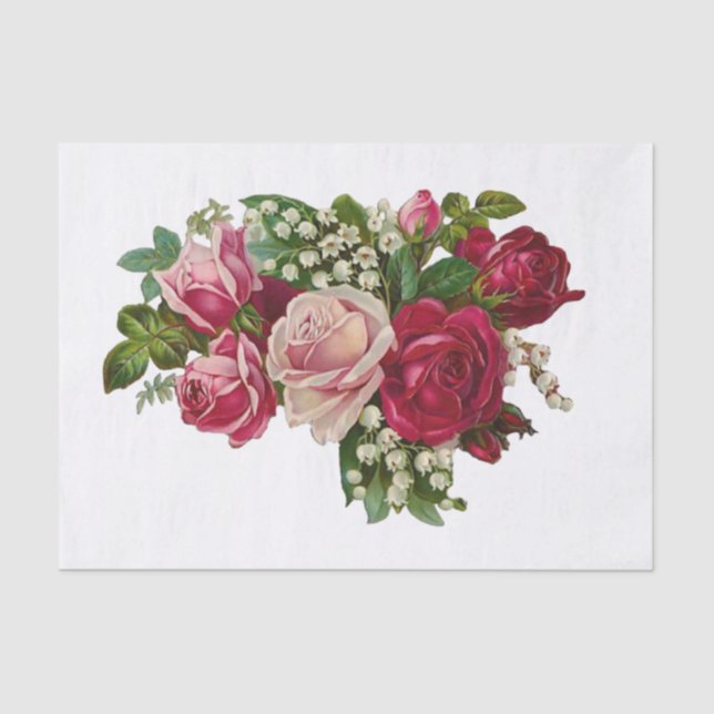 Vintage Style Rose Bouquet Tissue Paper (Front)