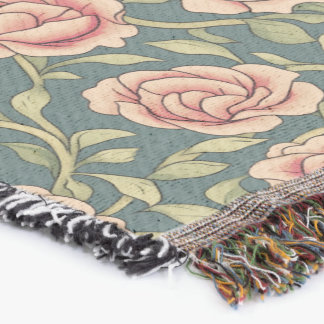 Vintage Style Rose Vine Pattern Throw Blanket