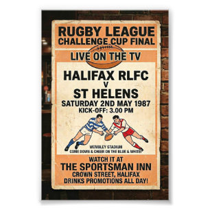 Vintage Style Rugby League Final 1987 Fan Art Photo Print