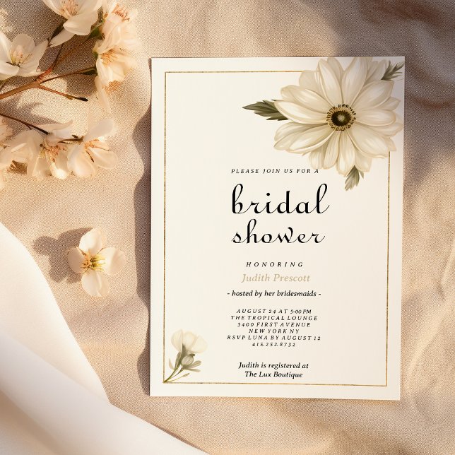 Vintage style rustic daisy flower Bridal Shower  Invitation (Vintage style rustic daisy flower Bridal Shower)