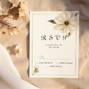 Vintage style rustic daisy flower RSVP Invitation