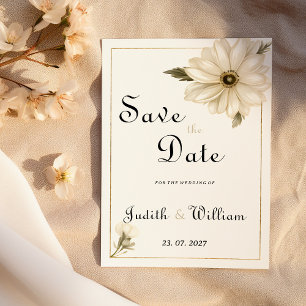 Vintage style rustic daisy flower Save the Date Invitation