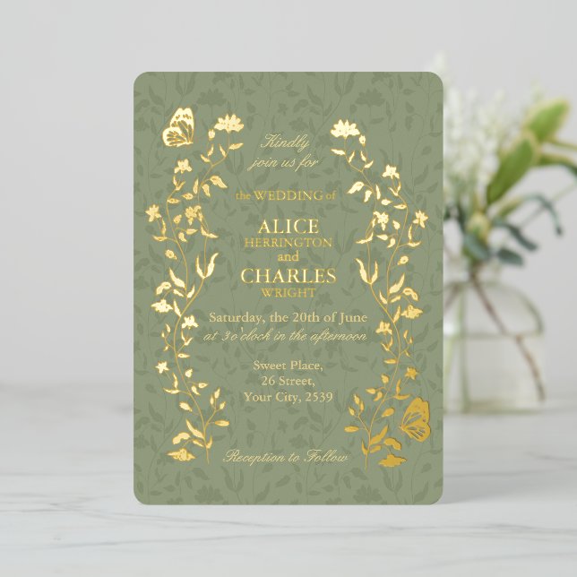 Vintage style Sage Green Floral Wedding (Standing Front)