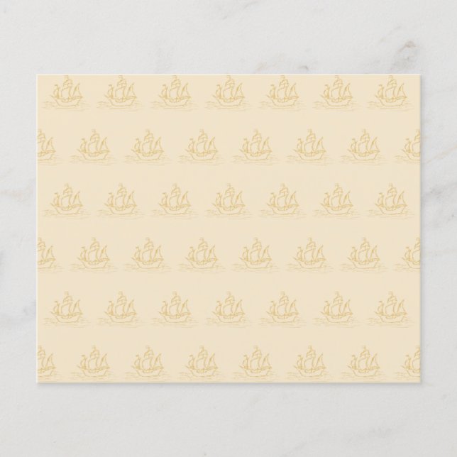 Vintage Style Sailing Ship Pattern, Beige Colour. (Front)