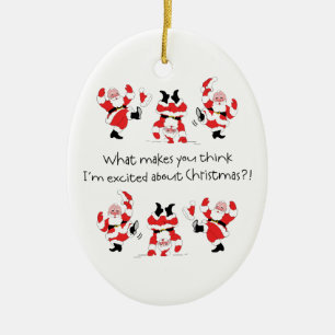 Vintage Style Santa Claus Excited About Christmas Ceramic Tree Decoration