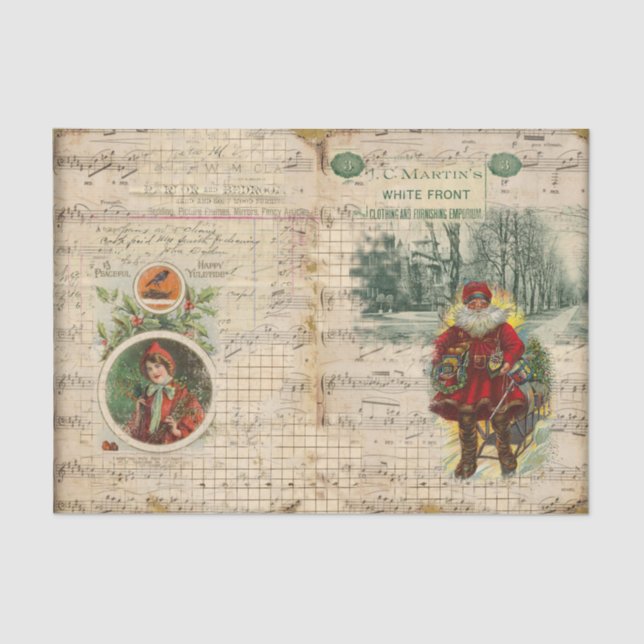 Vintage Style Santa Claus, Sled, Sheet Music (Front)