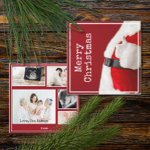 Vintage Style Santa Custom 5 Photo Flat Holiday 