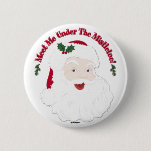 Vintage Style Santa Meet Me Under The Mistletoe! 6 Cm Round Badge