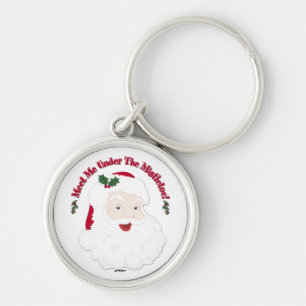 Vintage Style Santa Meet Me Under The Mistletoe! Key Ring