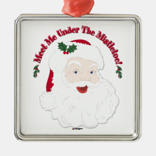 Vintage Style Santa Meet Me Under The Mistletoe! Metal Tree Decoration