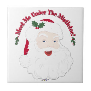 Vintage Style Santa Meet Me Under The Mistletoe! Tile