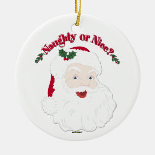Vintage Style Santa Naughty or Nice? Ceramic Tree Decoration