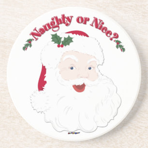 Vintage Style Santa Naughty or Nice? Coaster