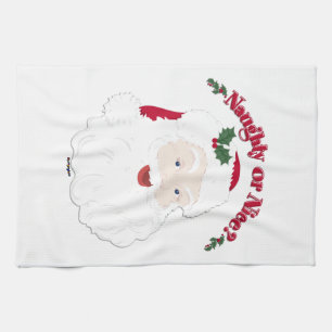 Vintage Style Santa Naughty or Nice? Tea Towel