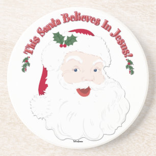 Vintage Style Santa This Santa Believes In Jesus Coaster