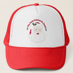 Vintage Style Santa This Santa Believes In Jesus Trucker Hat