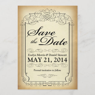 Vintage Style Scroll Save the Date Card
