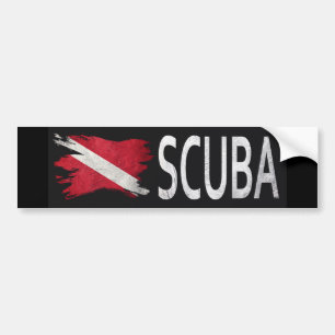 Vintage style scuba flag. Diver down flag Bumper Sticker