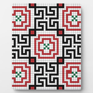 Vintage style seamless black white and red tile plaque