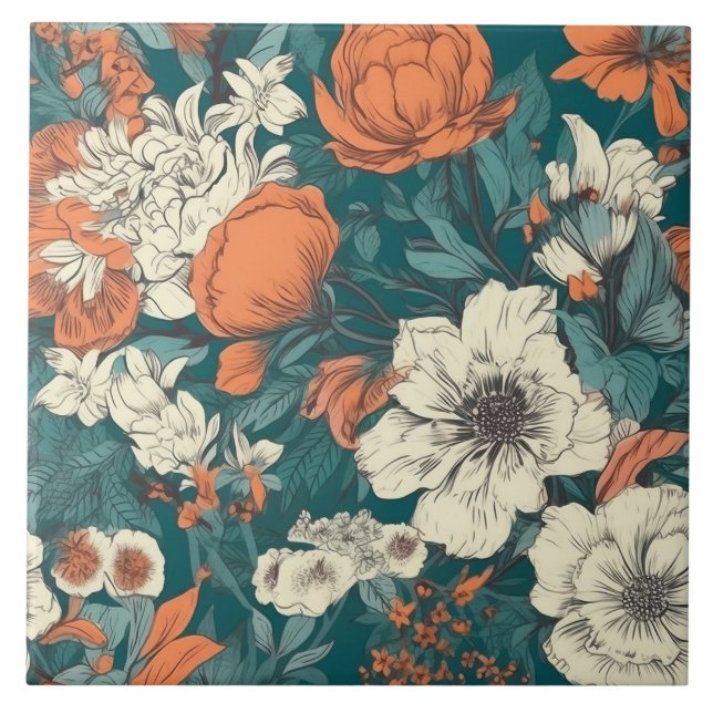 Vintage style seamless pretty floral tile (Front)