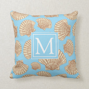 Vintage Style Seashell Pattern Add Your Initial Cushion