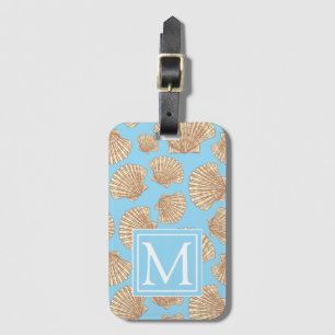 Vintage Style Seashell Pattern Add Your Initial Luggage Tag