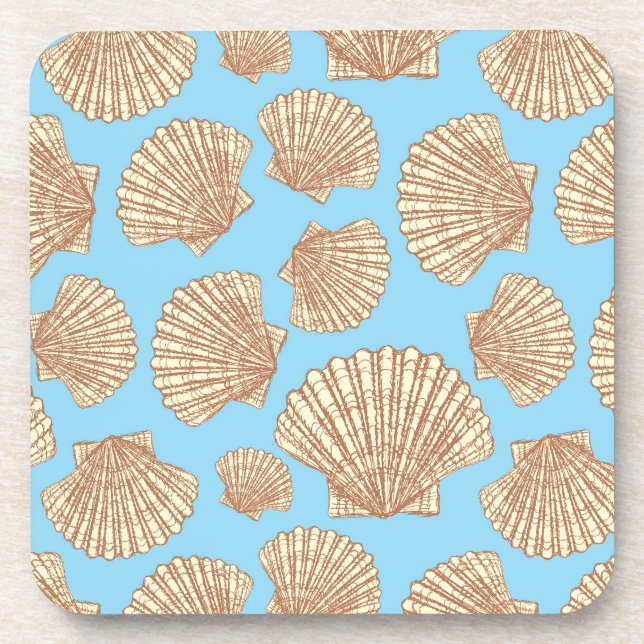 Vintage Style Seashell Pattern Coaster (Front)