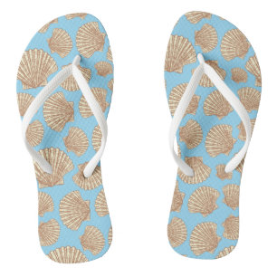 Vintage Style Seashell Pattern Flip Flops
