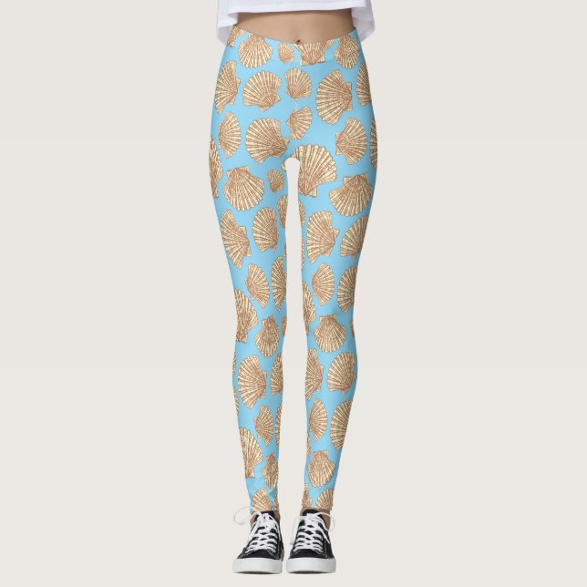 Vintage Style Seashell Pattern Leggings (Front)