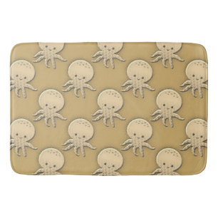 Vintage Style Sepia Baby Octopus Bath Mat