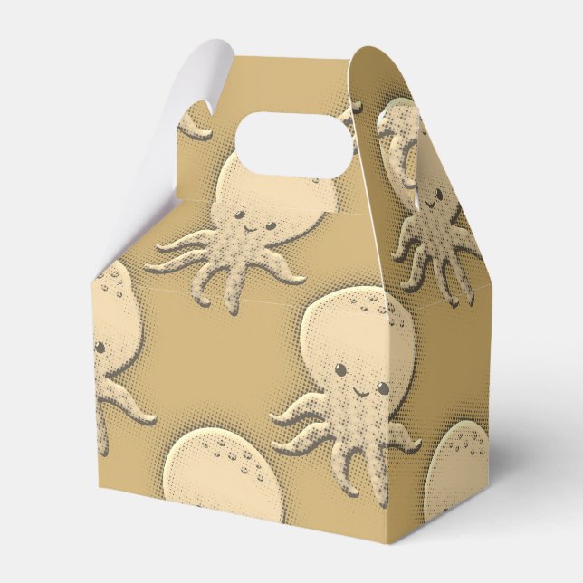 Vintage Style Sepia Baby Octopus Favour Box (Front Side)