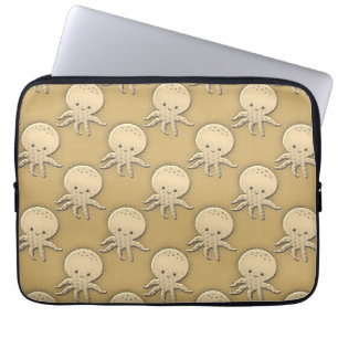 Vintage Style Sepia Baby Octopus Tissue Paper Laptop Sleeve