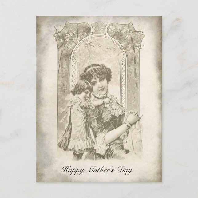 Vintage Style Sepia Mother's Day Holiday Postcard (Front)