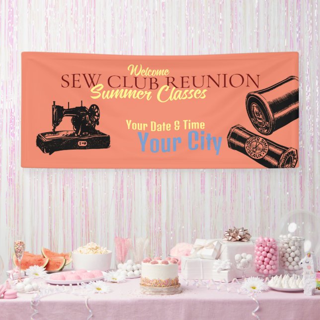 Vintage Style Sewing Club Reunion Banner (Party)