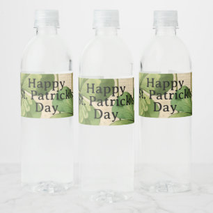 Vintage Style Shamrocks Happy St Patrick's Day Water Bottle Label