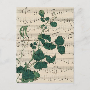 Vintage Style Sheet Music Leaves Postcard