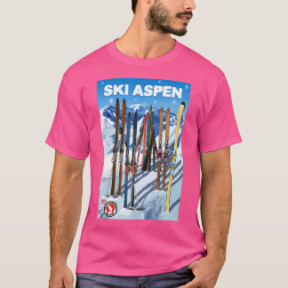 Vintage-Style Ski Aspen Travel Poster T-Shirt